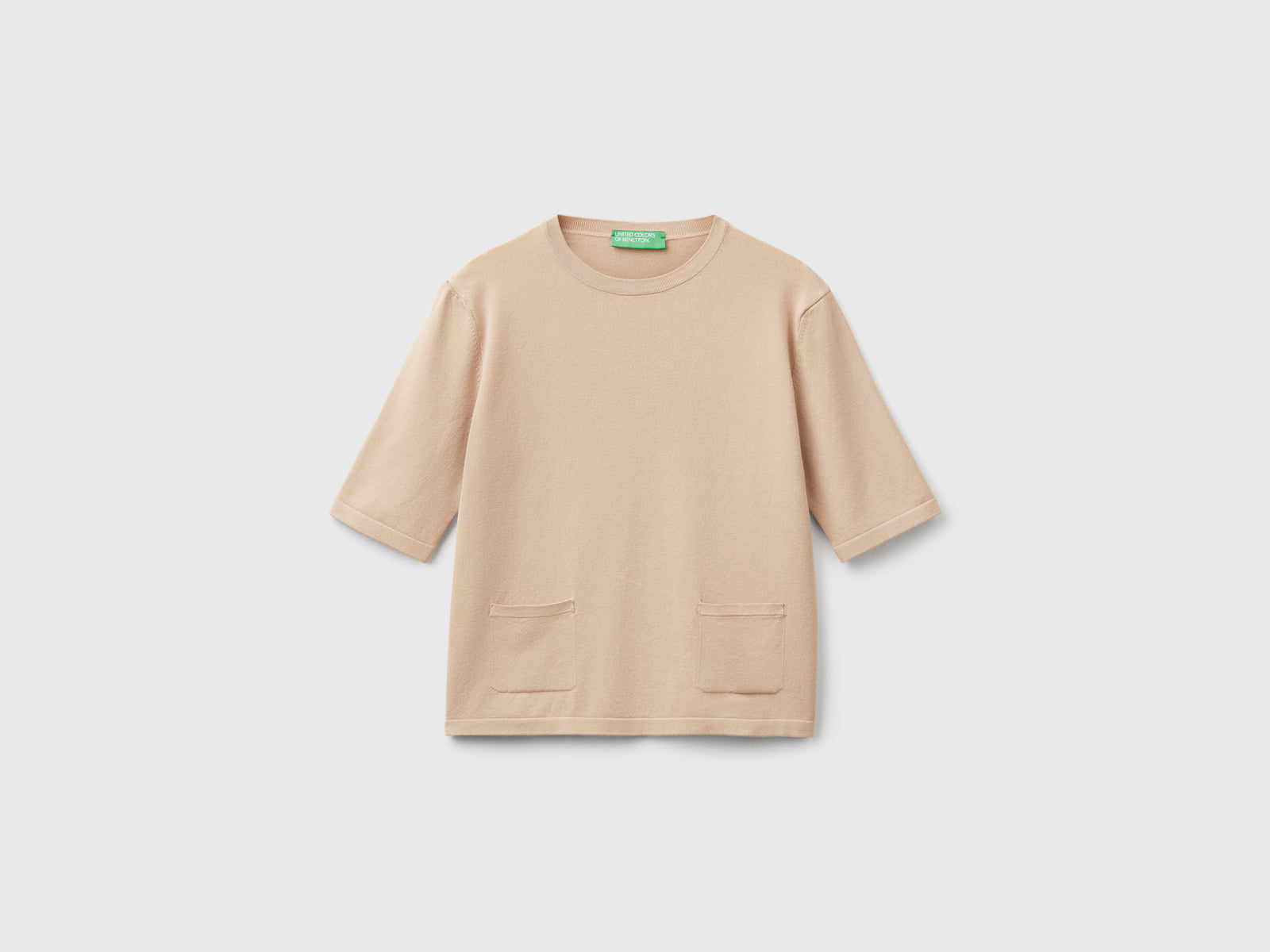 Suéter de manga corta da donna beige | Benetton Outlet