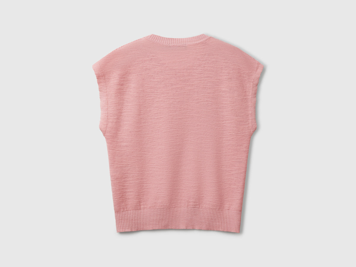 Gilet in misto cotone e lino
