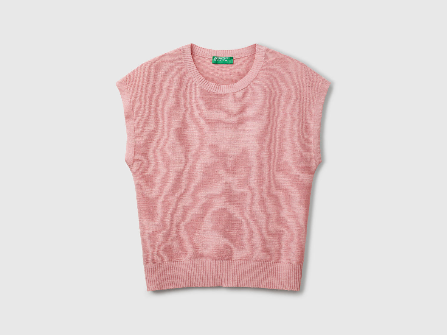 Gilet in misto cotone e lino da donna rosa tenue | Benetton Outlet