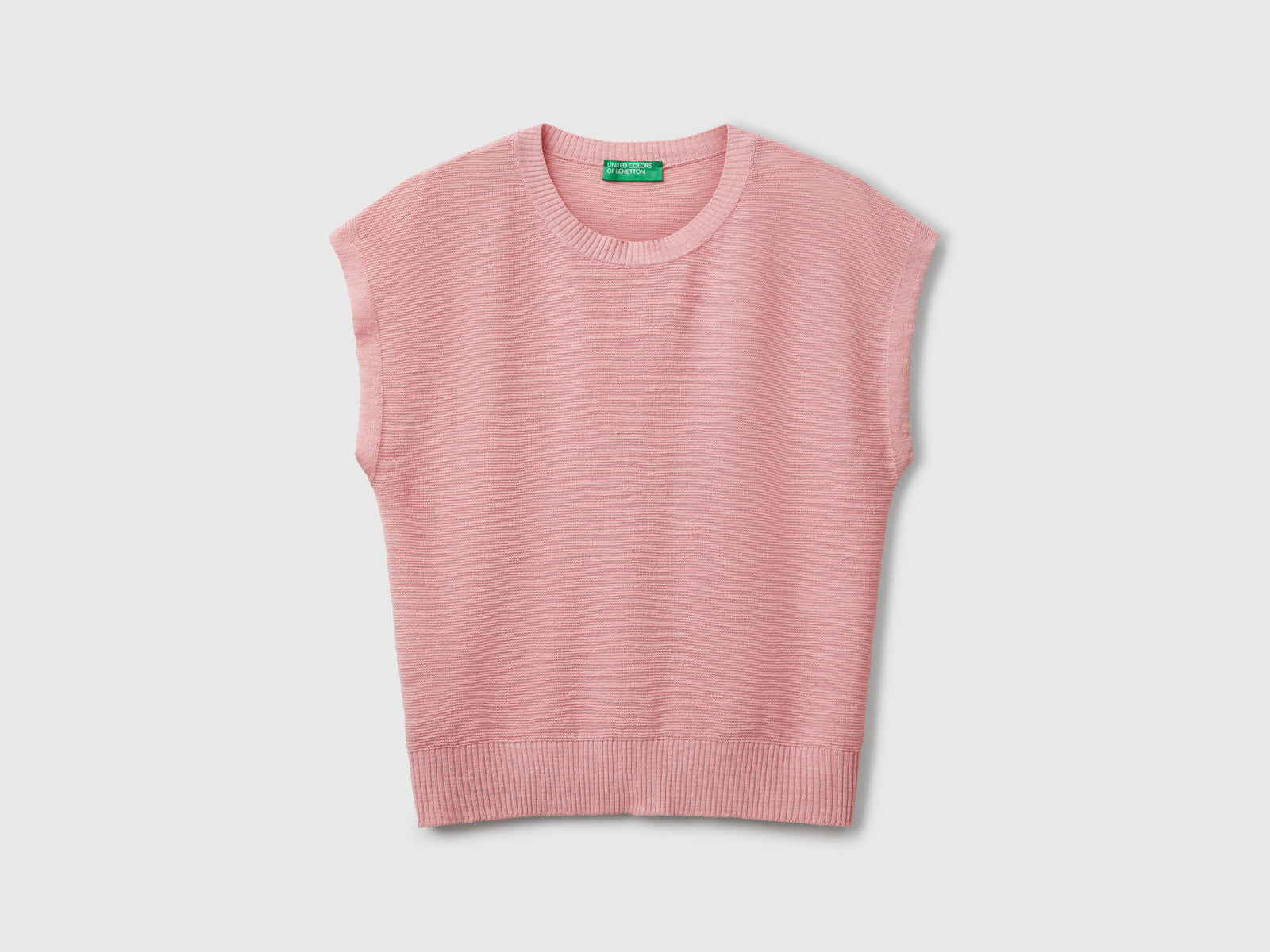 Gilet in misto cotone e lino da donna rosa tenue | Benetton Outlet