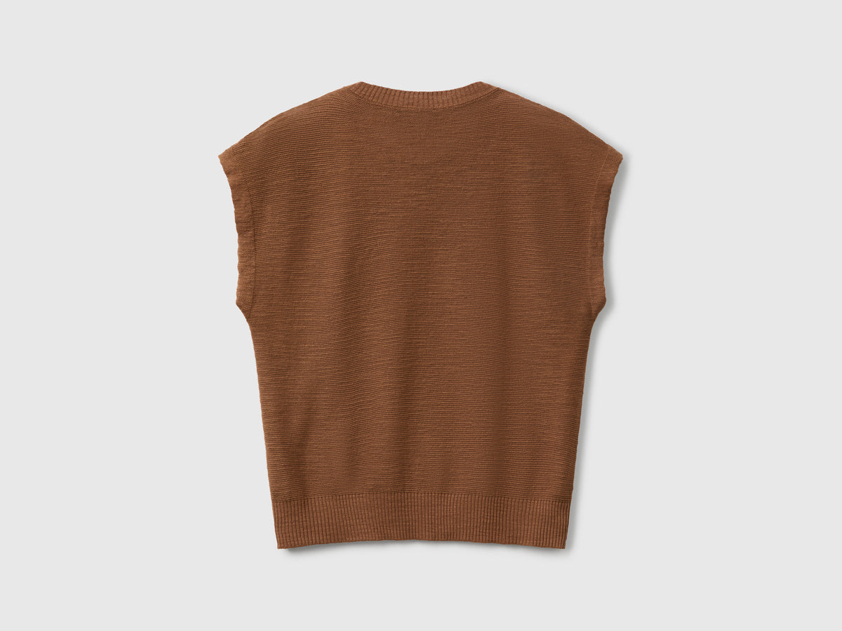 Gilet in misto cotone e lino