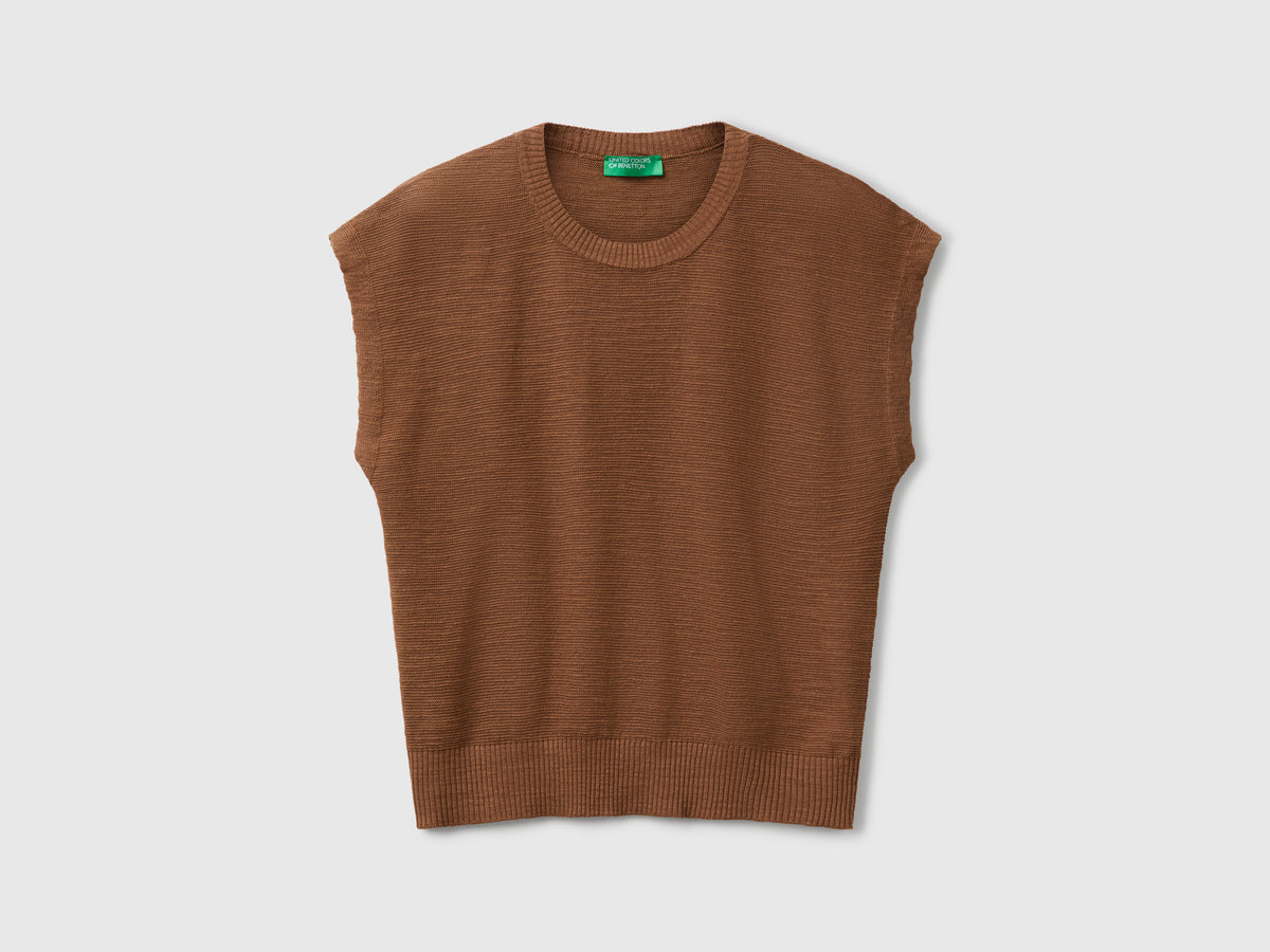 Gilet in misto cotone e lino