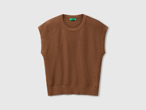 Gilet in misto cotone e lino
