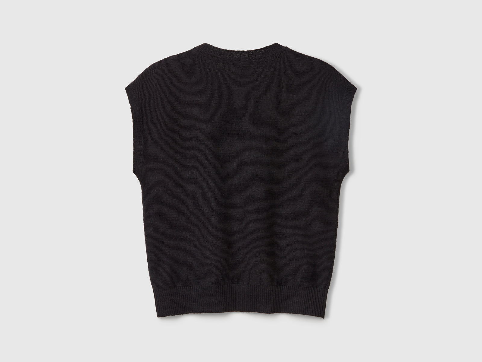 Gilet in misto cotone e lino da donna nero 2 | Benetton Outlet