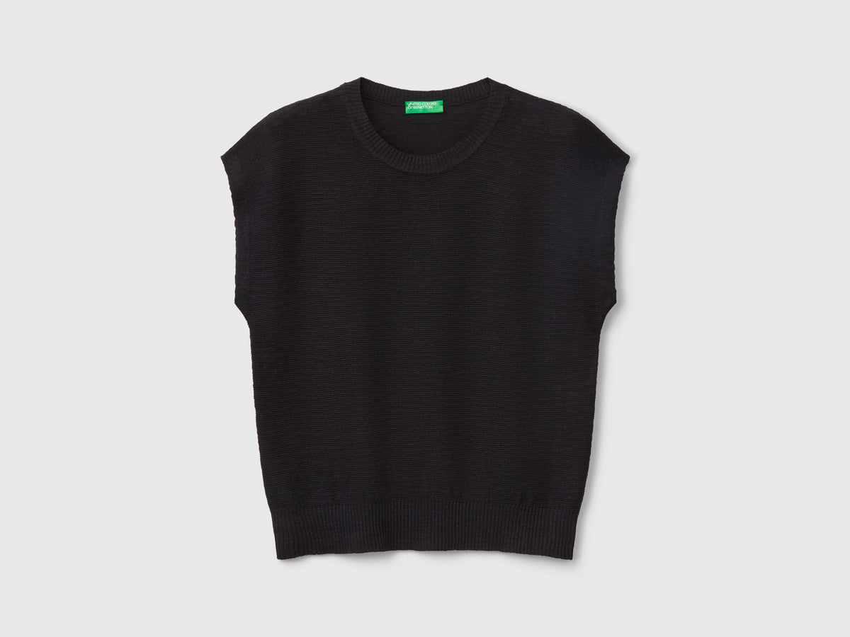 Gilet in misto cotone e lino