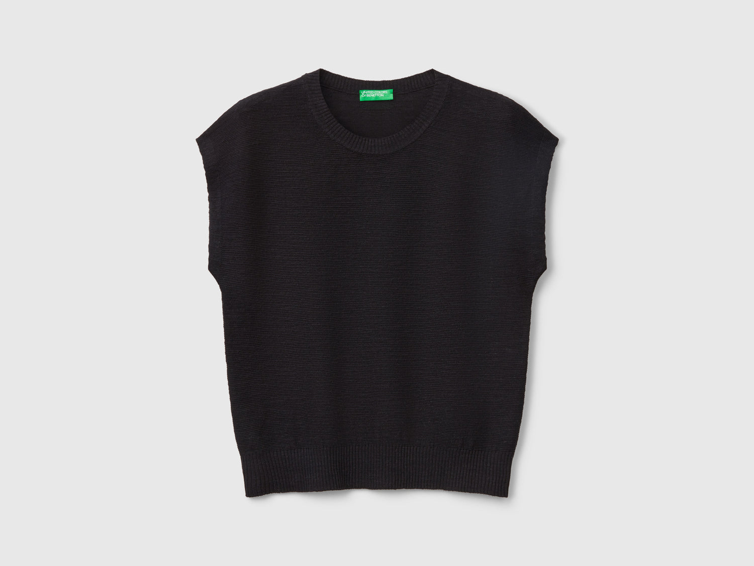 Gilet in misto cotone e lino da donna nero | Benetton Outlet