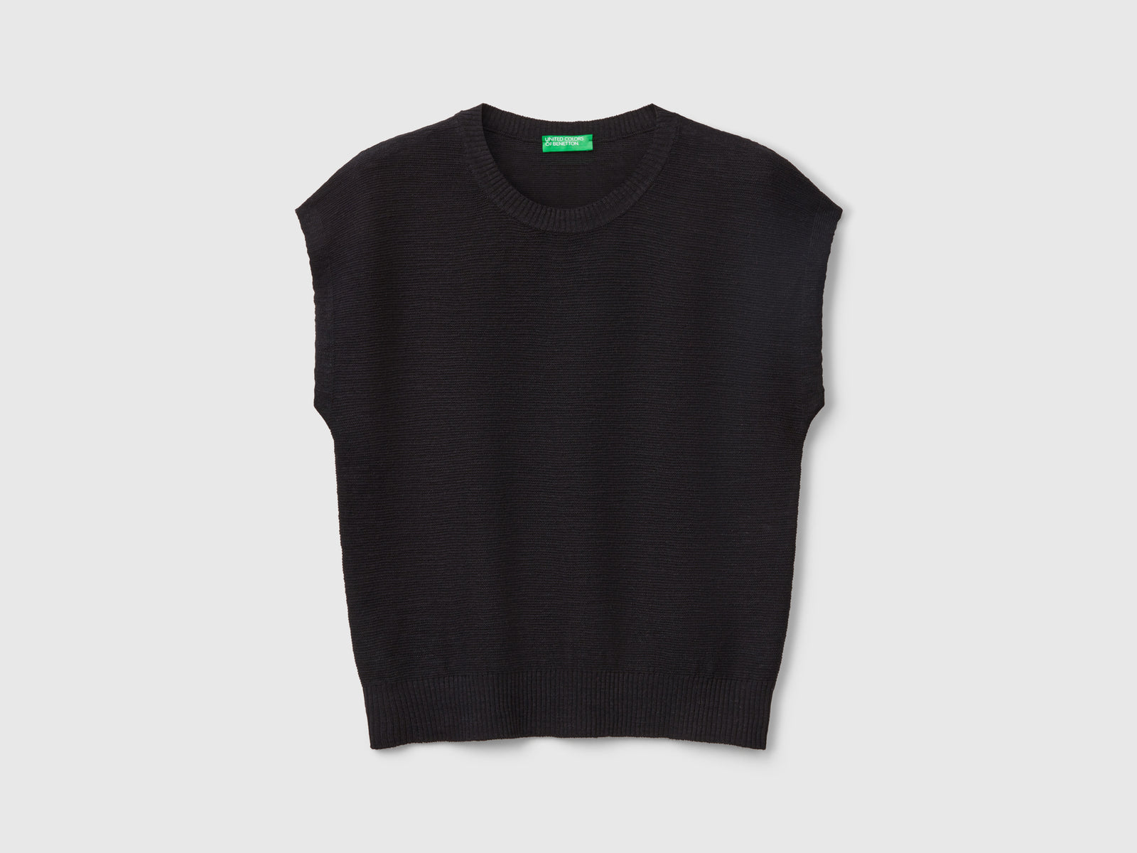 Gilet in misto cotone e lino da donna nero | Benetton Outlet