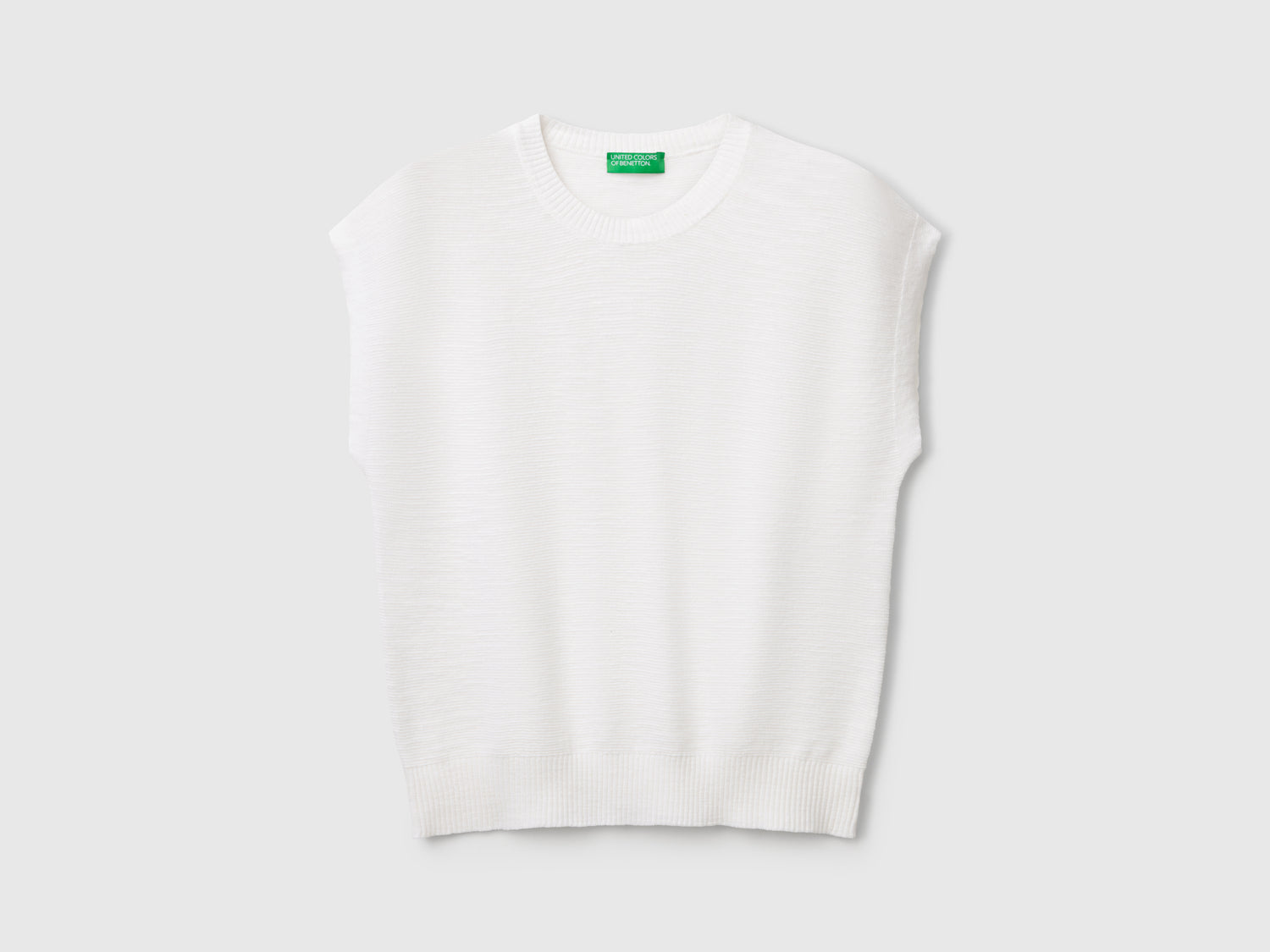 Gilet in misto cotone e lino da donna bianco | Benetton Outlet