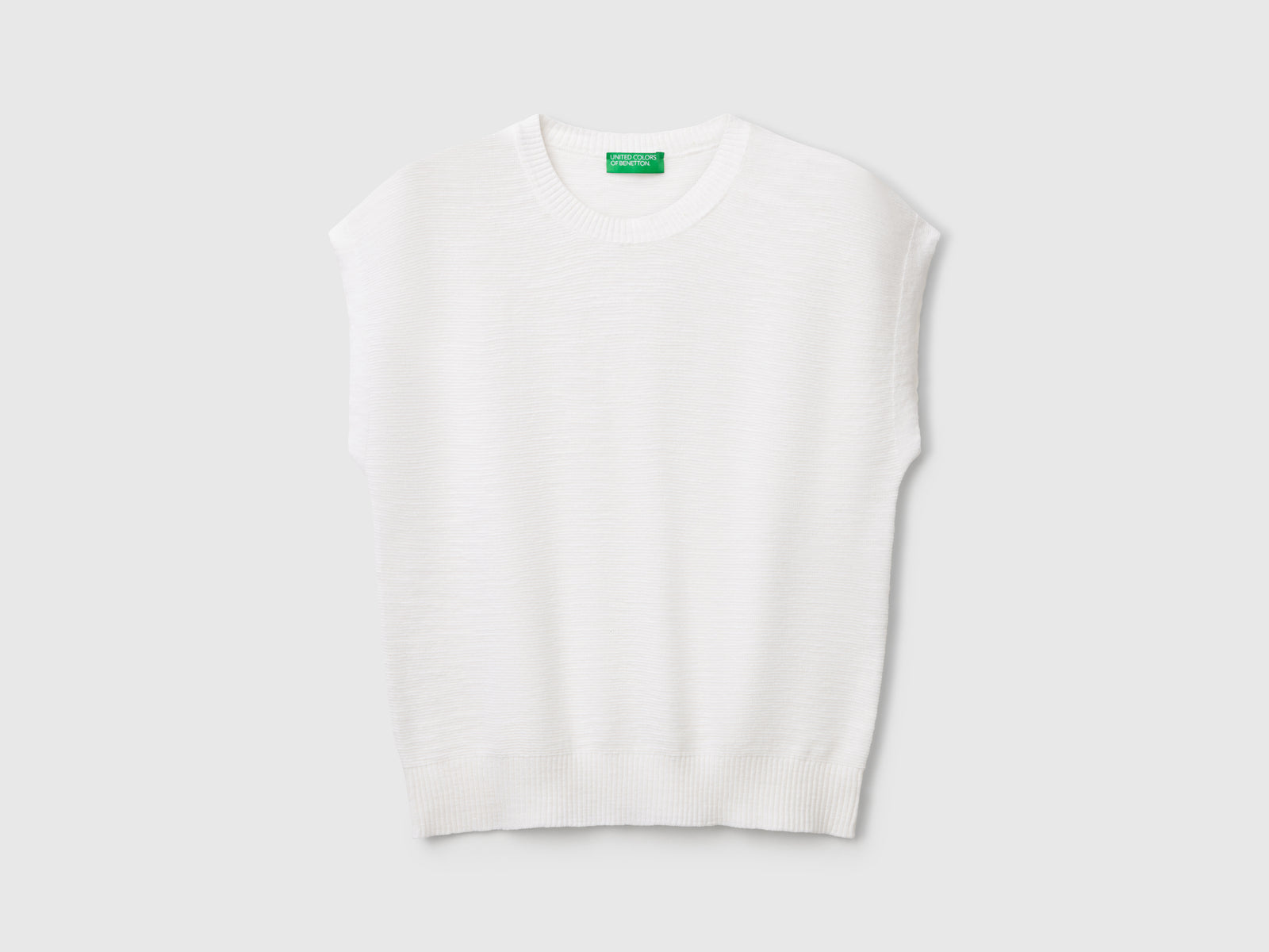 Gilet in misto cotone e lino da donna bianco | Benetton Outlet