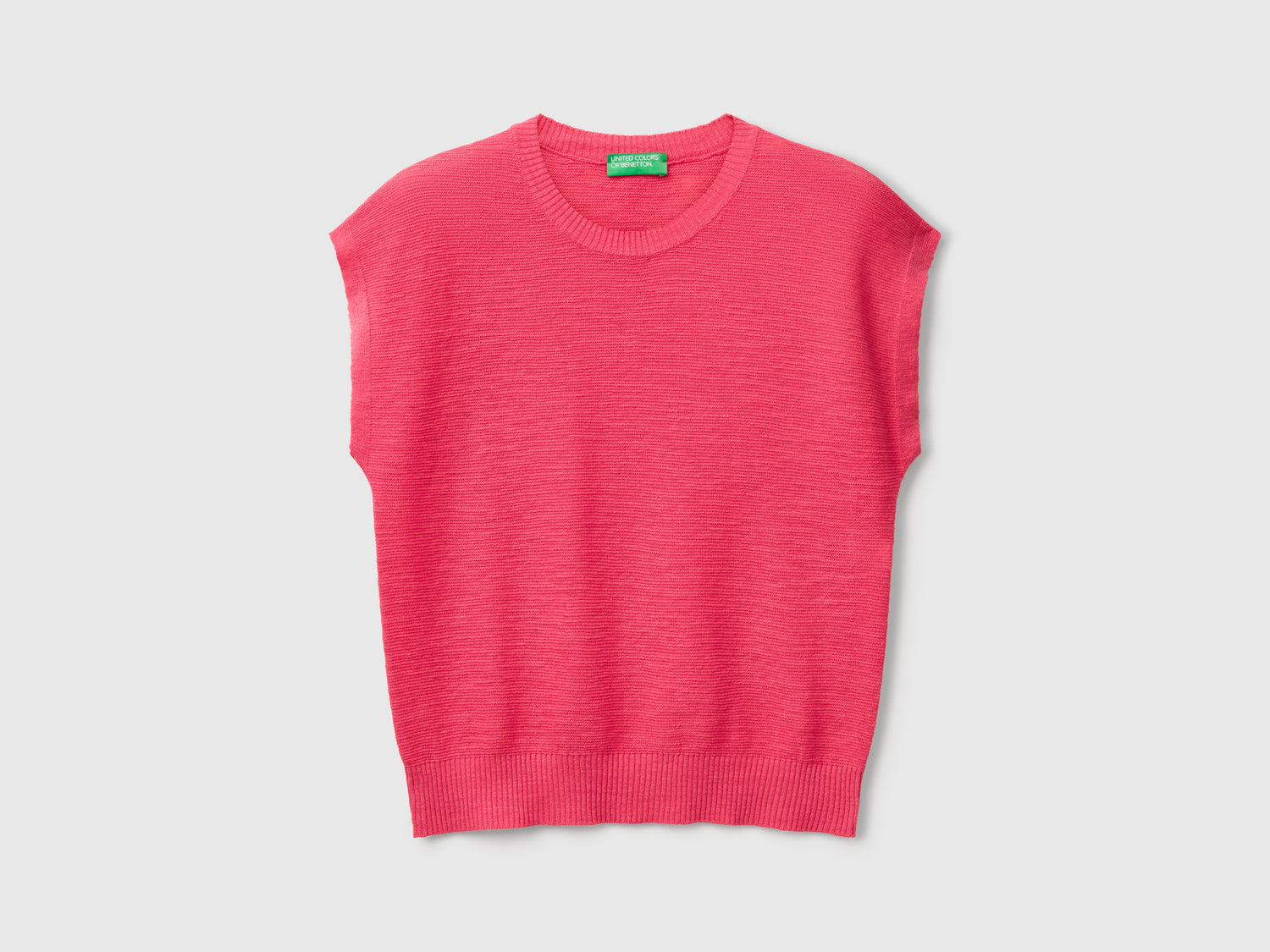 Chaleco de mezcla de algodón y lino da donna fragola | Benetton Outlet