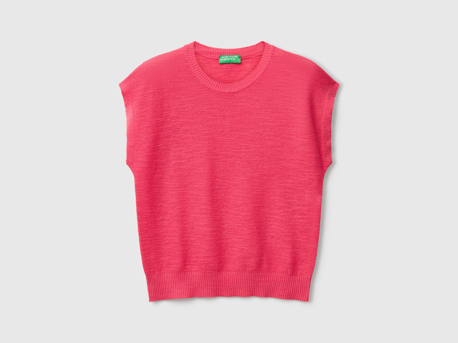 Cotton and linen blend vest da donna fragola | Benetton Outlet