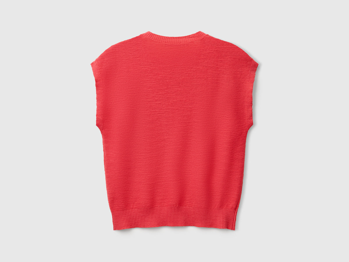 Gilet in misto cotone e lino