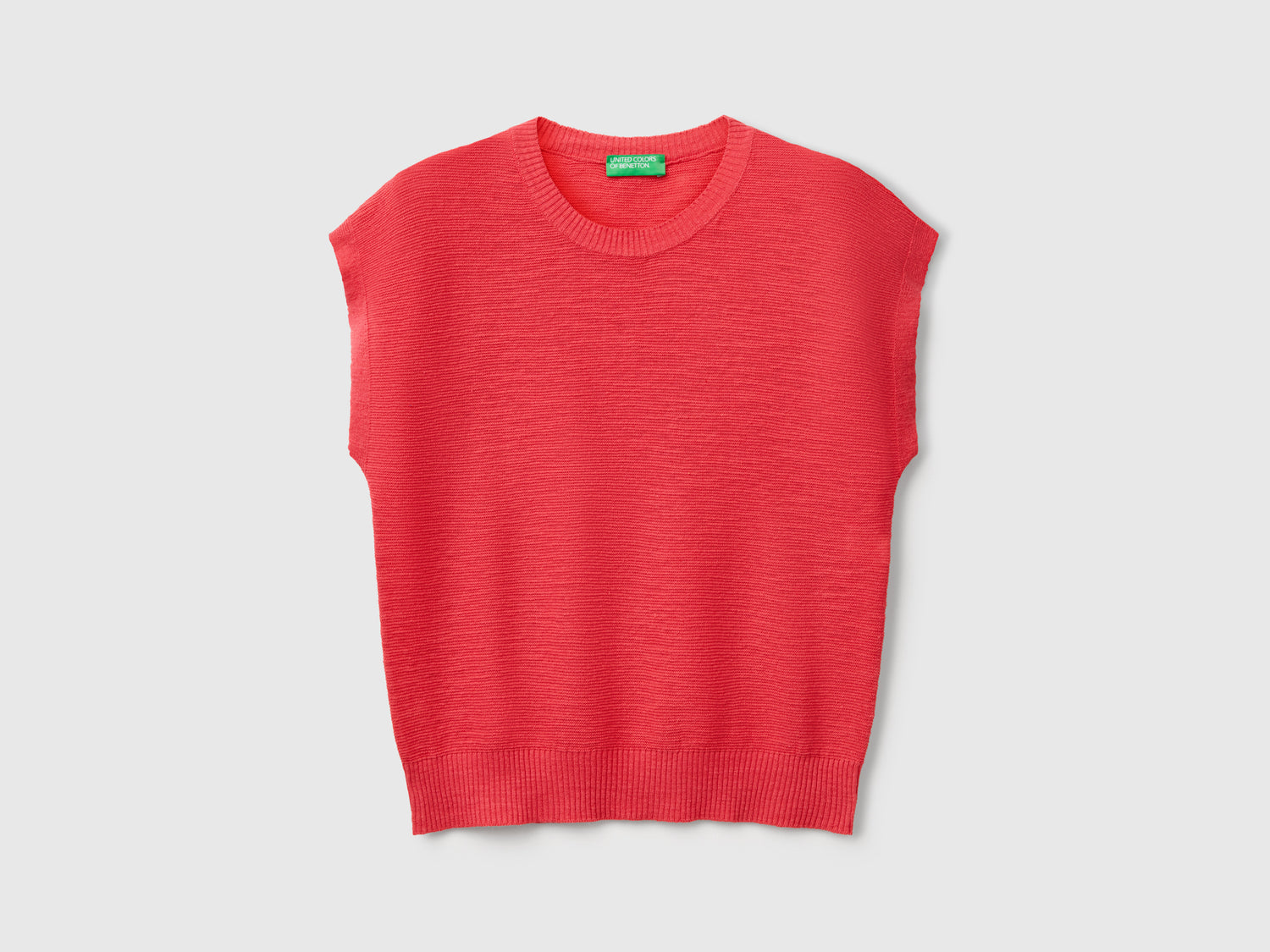 Gilet in misto cotone e lino da donna rosso mattone | Benetton Outlet