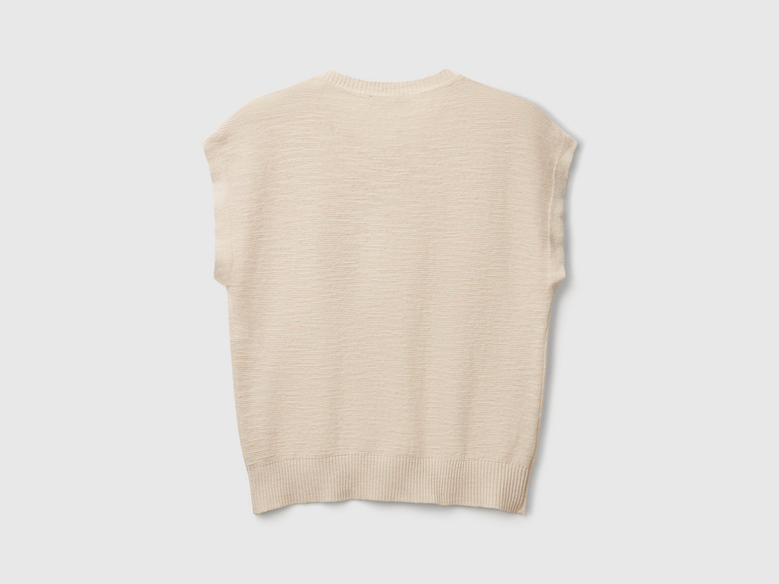 Gilet in misto cotone e lino da donna beige 2 | Benetton Outlet