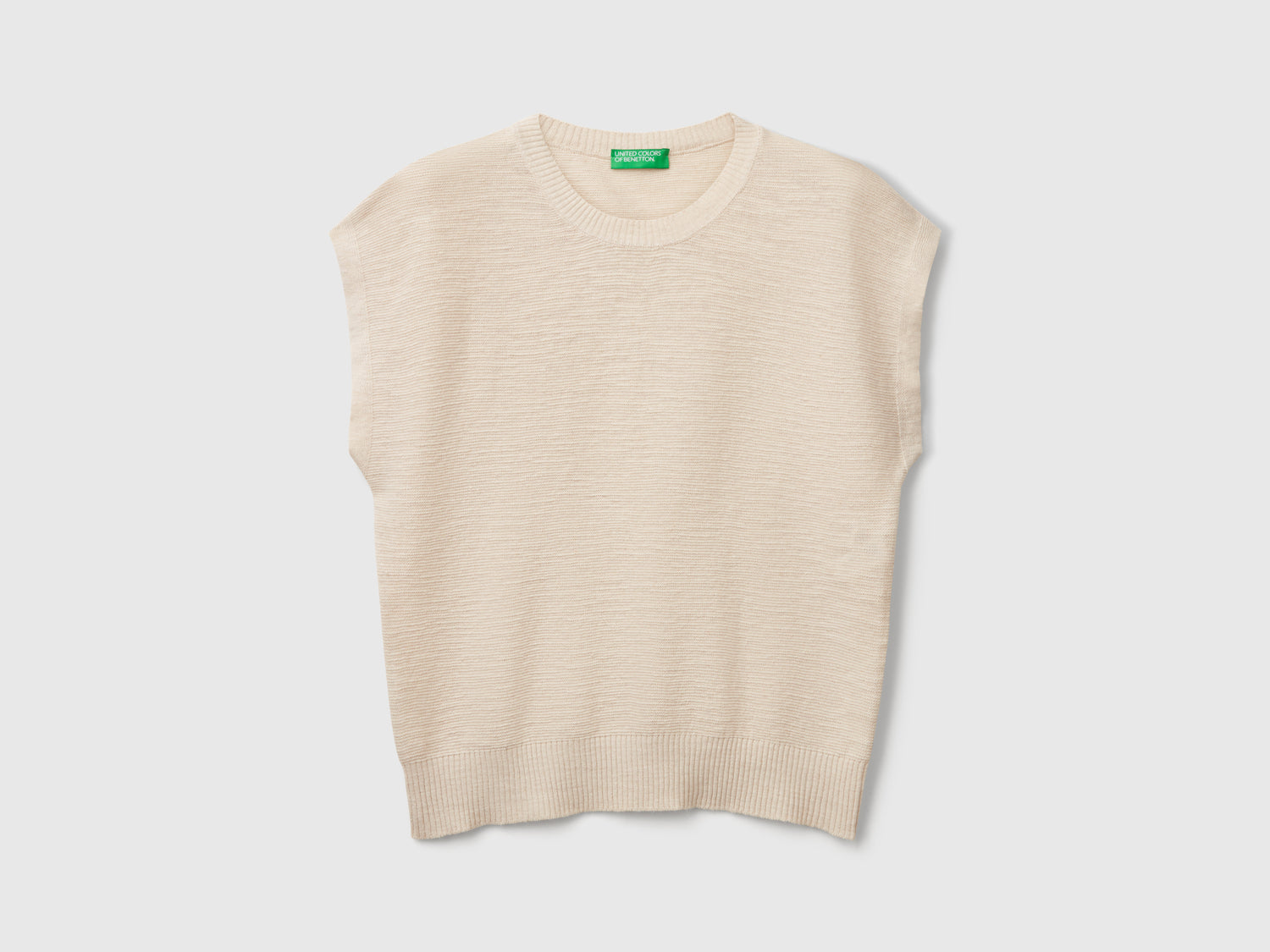 Gilet in misto cotone e lino da donna beige | Benetton Outlet
