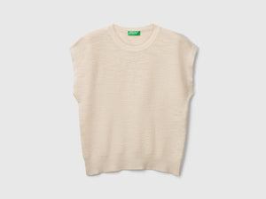 Gilet in misto cotone e lino