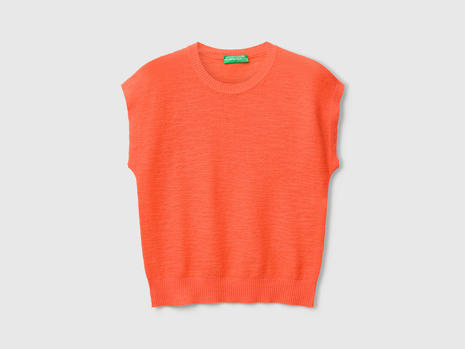 Gilet in misto cotone e lino da donna arancione | Benetton Outlet