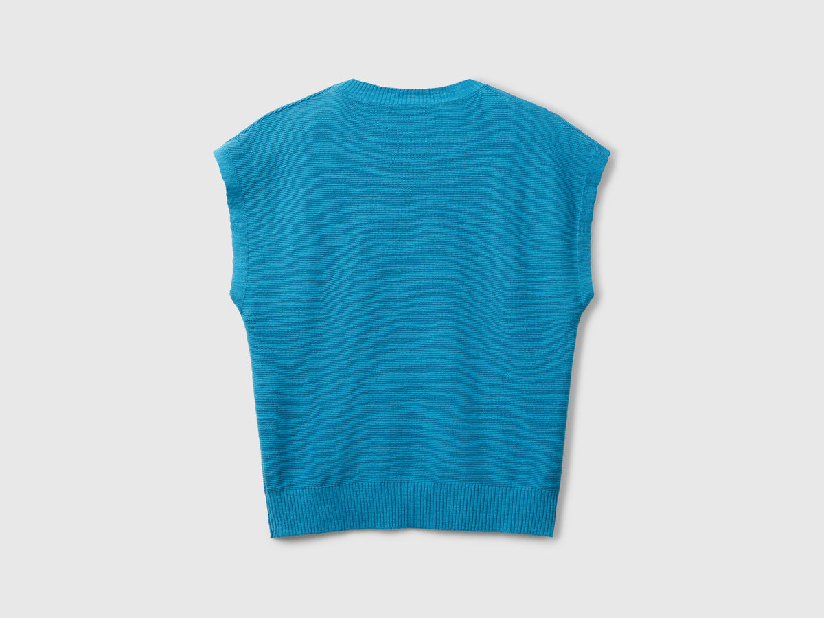 Gilet in misto cotone e lino