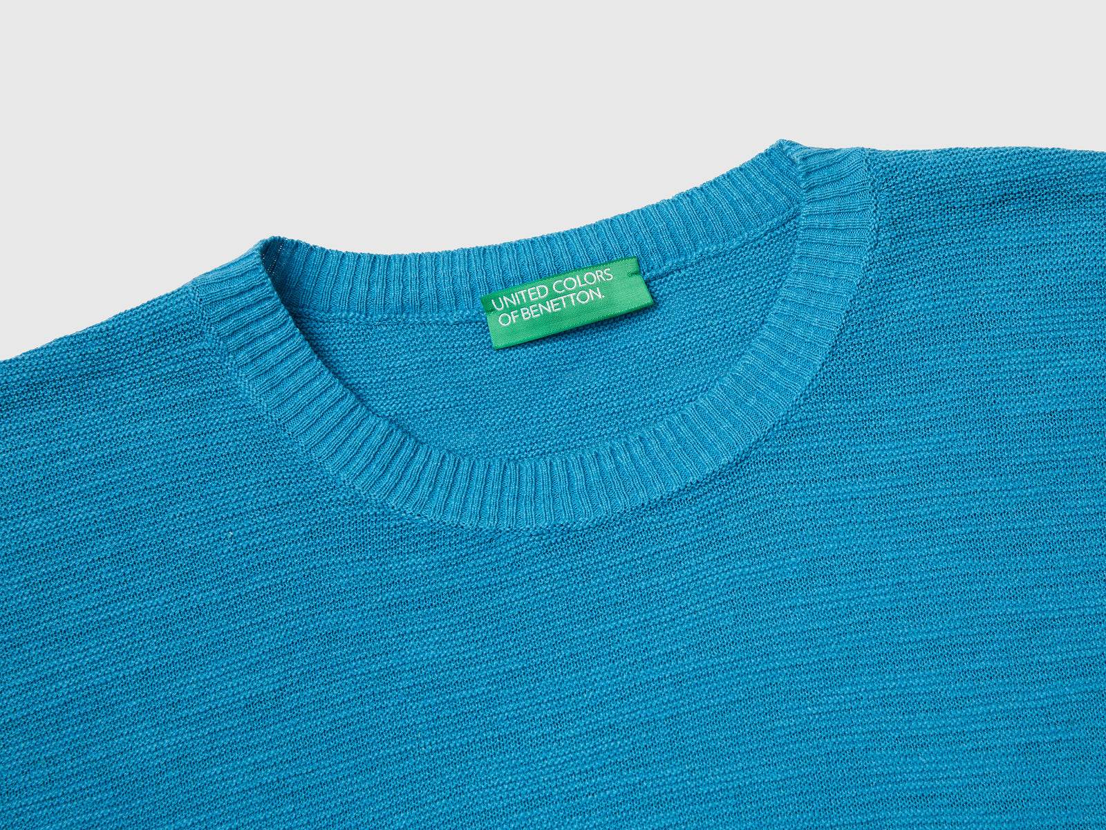 Gilet in misto cotone e lino da donna verde ottanio 3 | Benetton Outlet