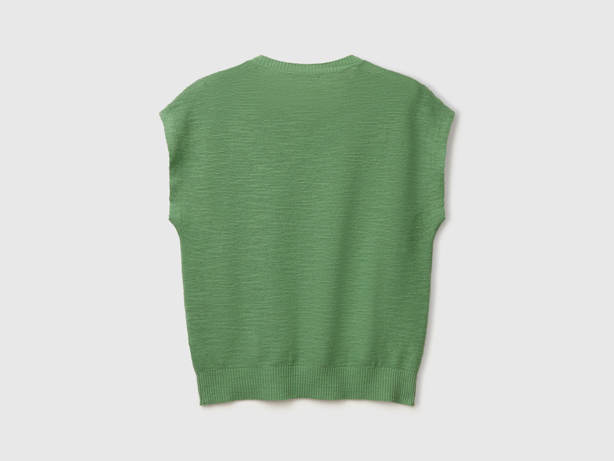Gilet in misto cotone e lino