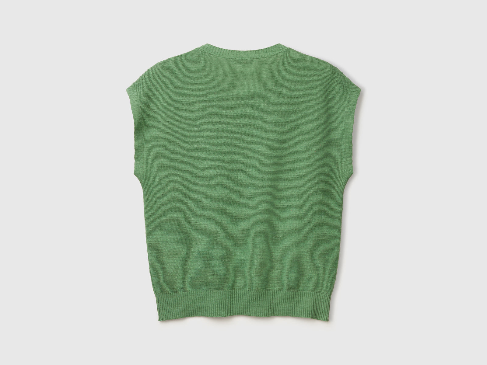 Gilet in misto cotone e lino da donna verde 2 | Benetton Outlet