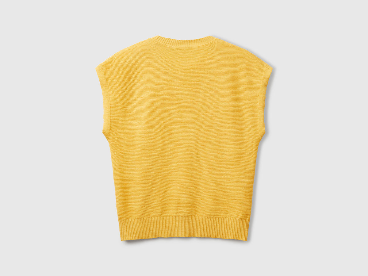 Gilet in misto cotone e lino