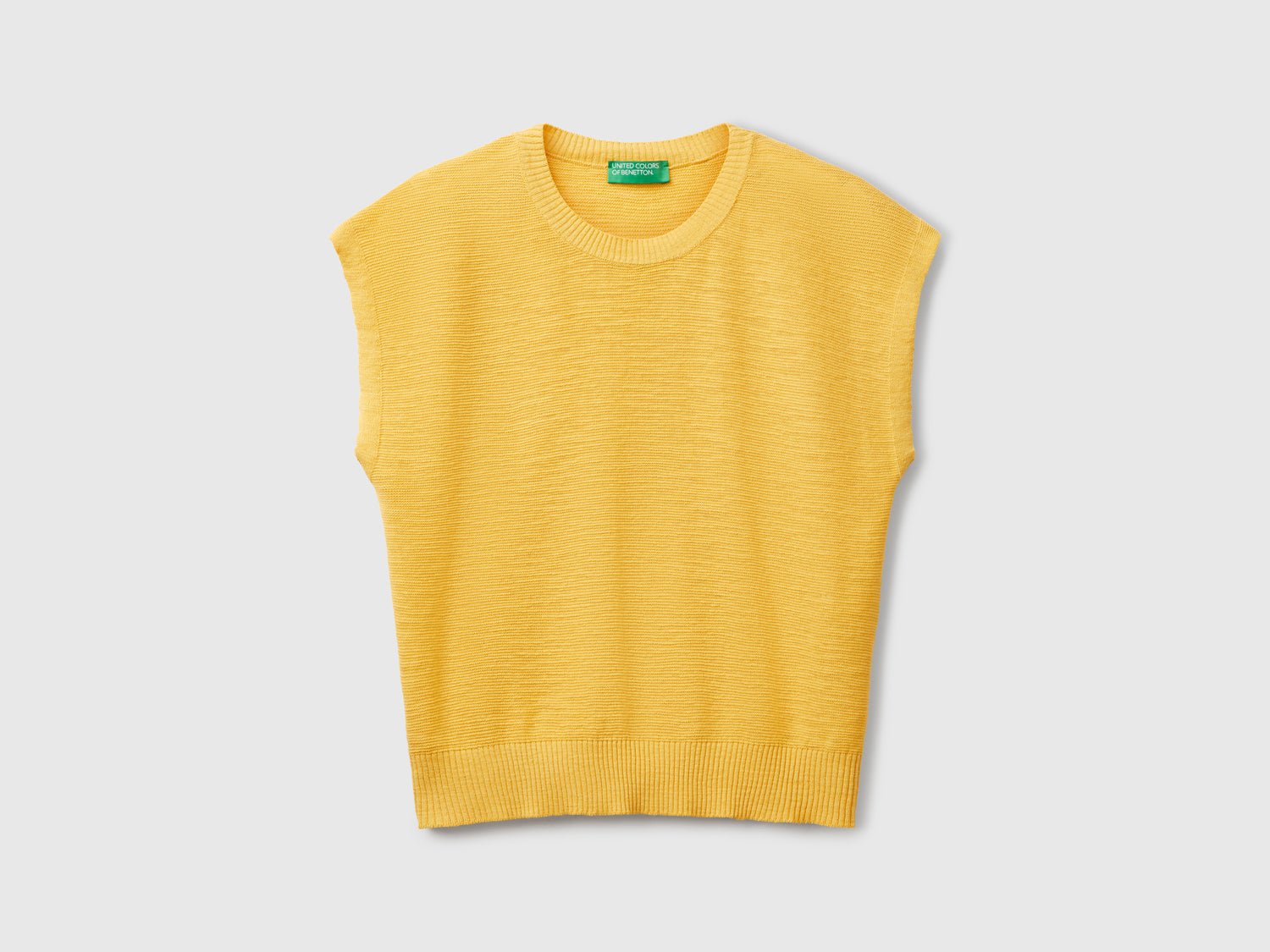 Gilet in misto cotone e lino da donna senape | Benetton Outlet