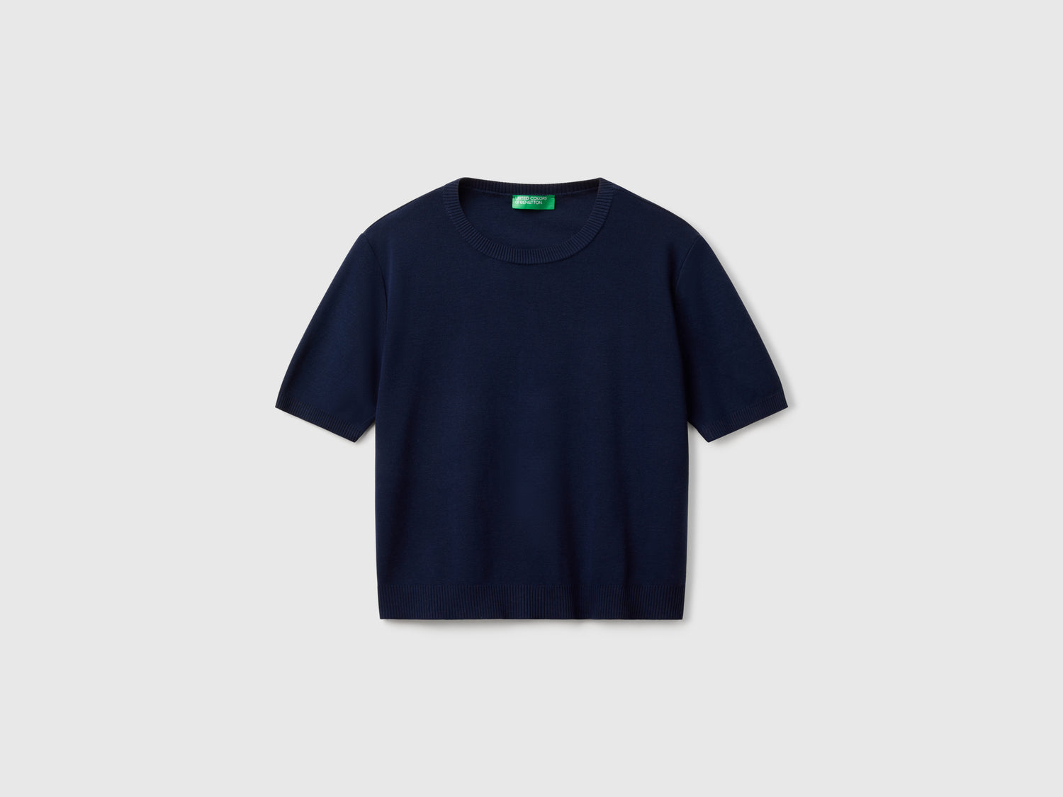 Camisa de manga corta 100% algodón da donna blu scuro | Benetton Outlet