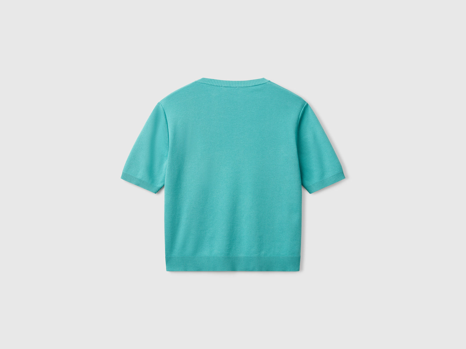 100% cotton short-sleeved shirt da donna verde acqua 2 | Benetton Outlet
