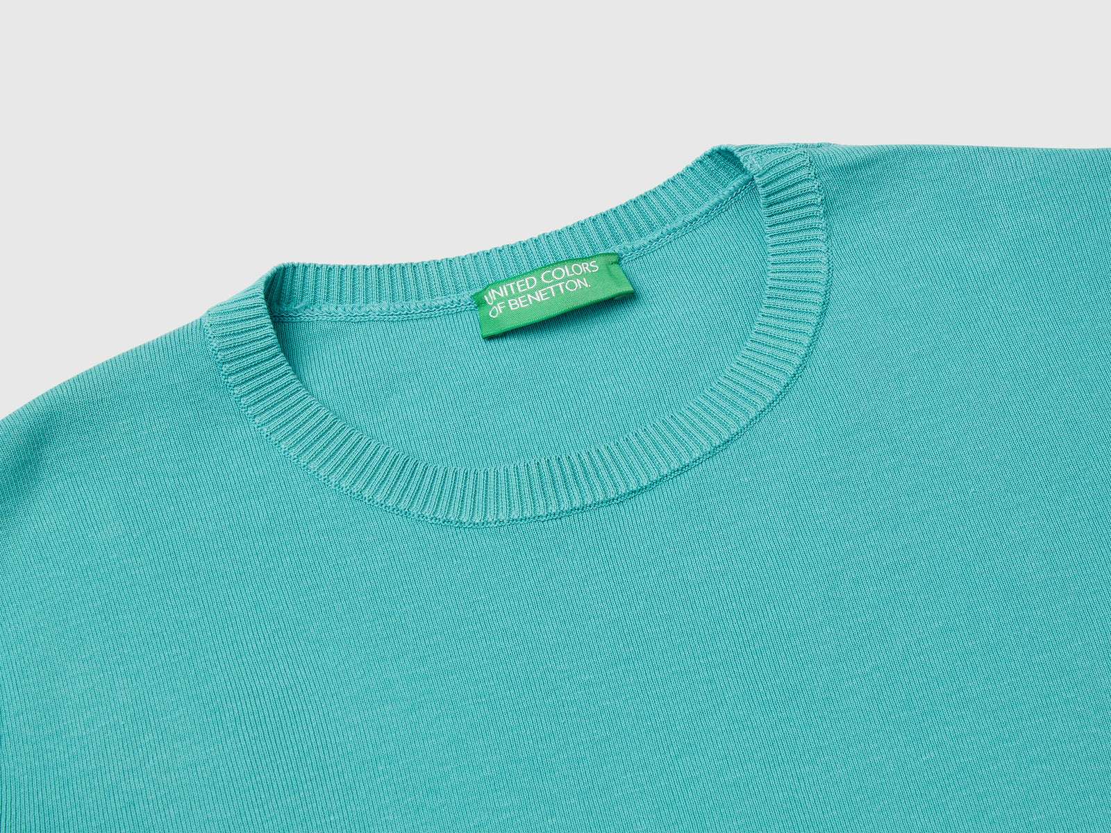 100% cotton short-sleeved shirt da donna verde acqua 3 | Benetton Outlet