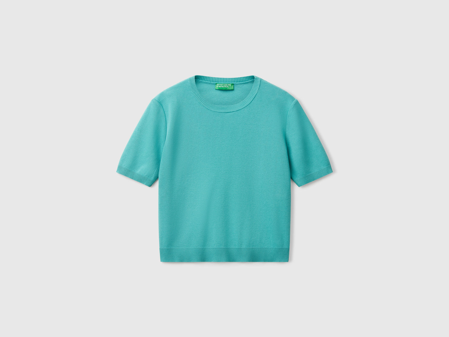 Camisa de manga corta 100% algodón da donna verde acqua | Benetton Outlet