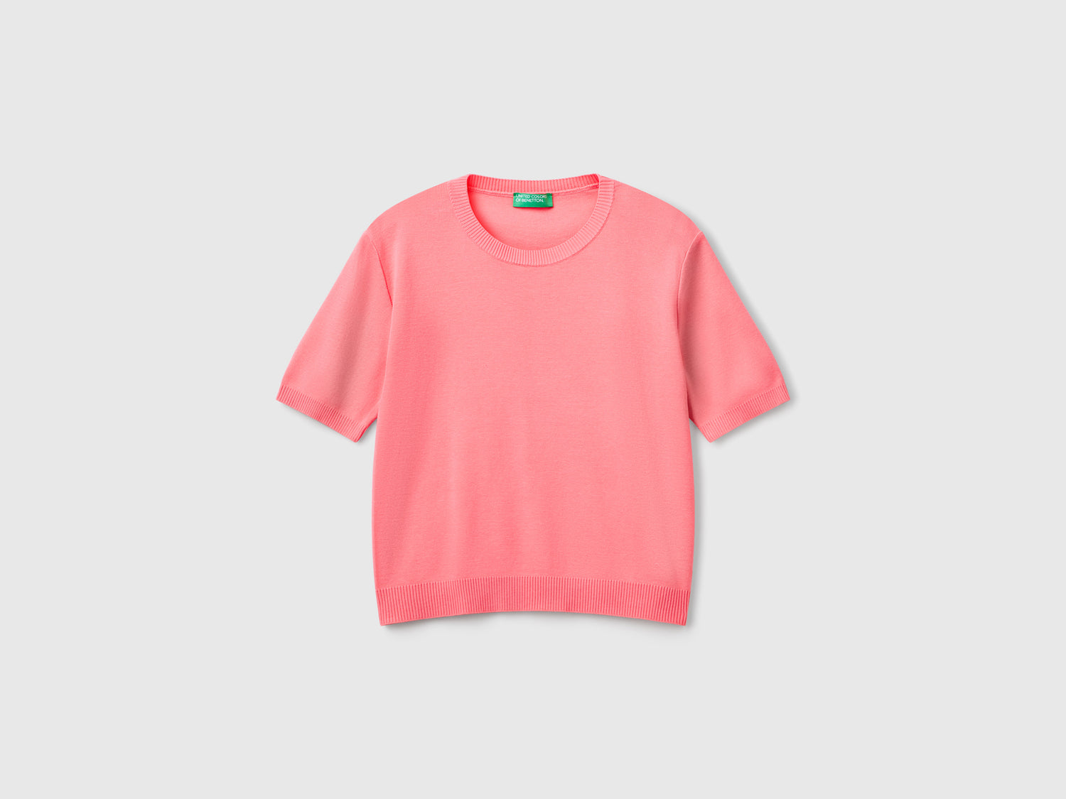Camisa de manga corta 100% algodón da donna fucsia | Benetton Outlet