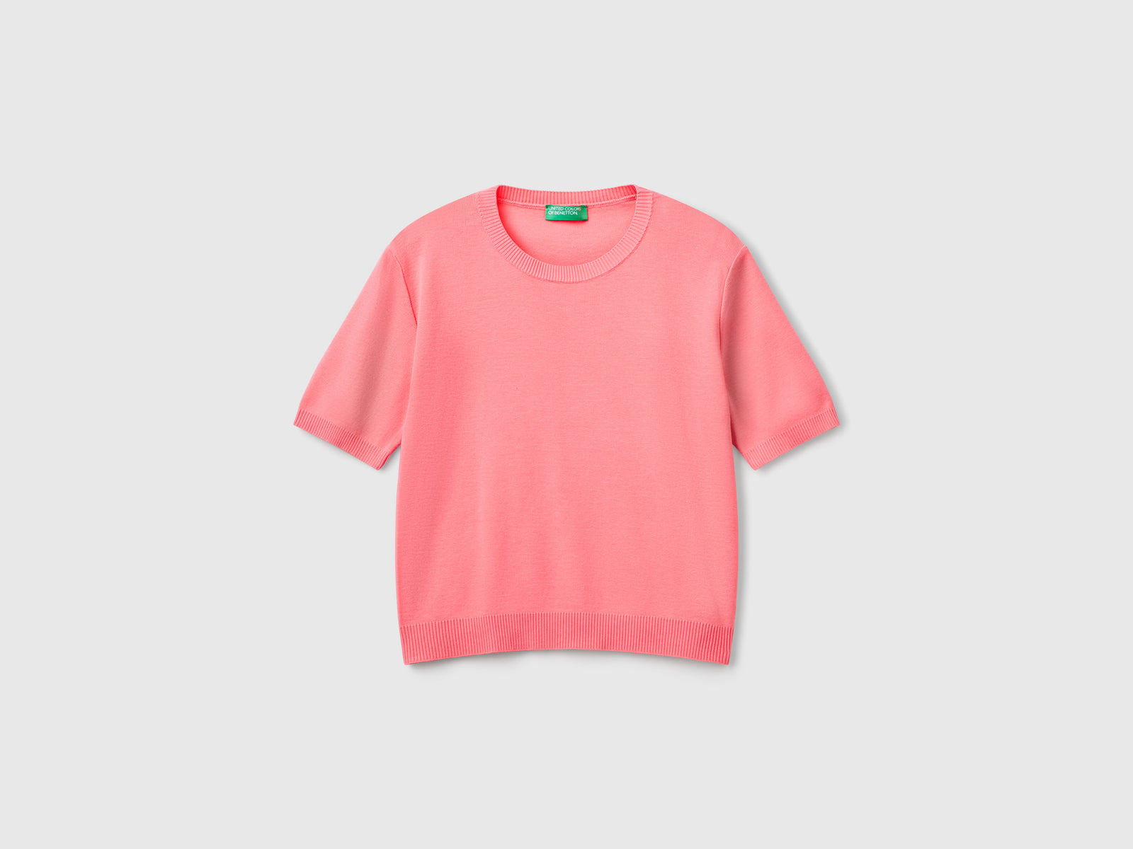 100% cotton short-sleeved shirt da donna fucsia | Benetton Outlet