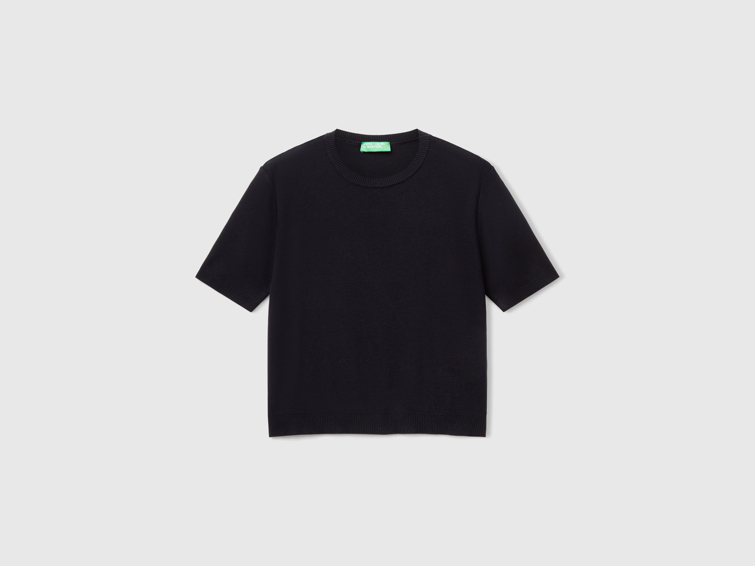 Camisa de manga corta 100% algodón da donna nero | Benetton Outlet