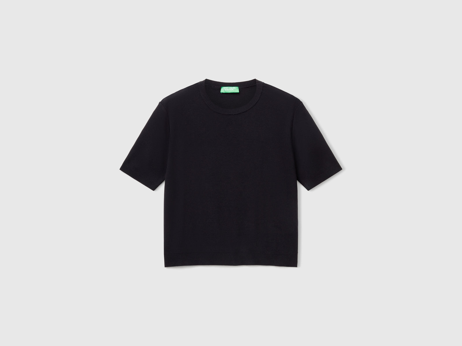 Camisa de manga corta 100% algodón da donna nero | Benetton Outlet