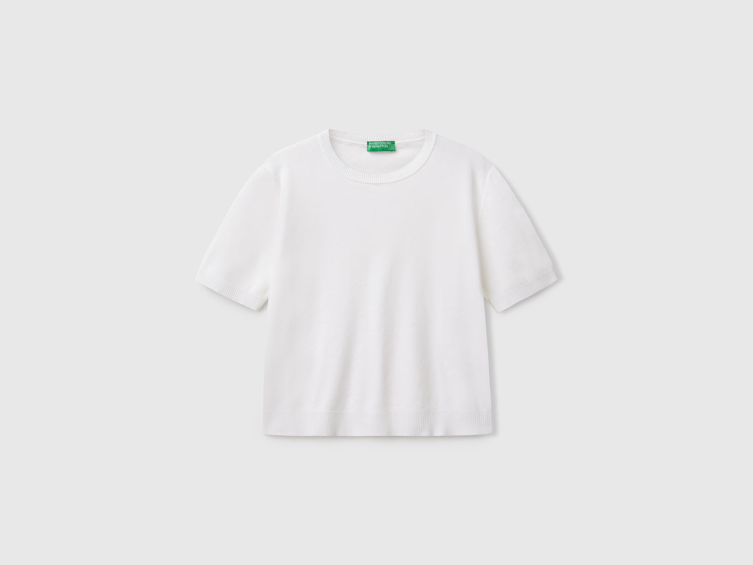 Maglia manica corta 100% cotone da donna bianco | Benetton Outlet