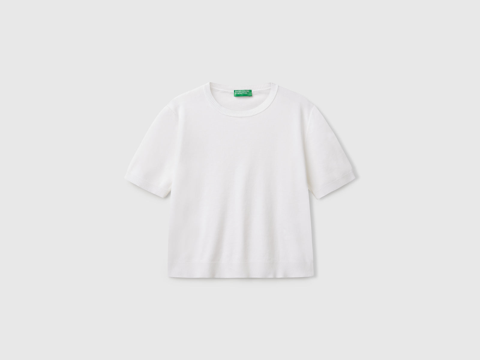 Maglia manica corta 100% cotone da donna bianco | Benetton Outlet