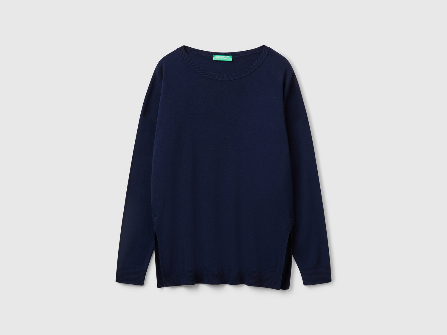 Maglia in cotone over fit da donna blu scuro | Benetton Outlet