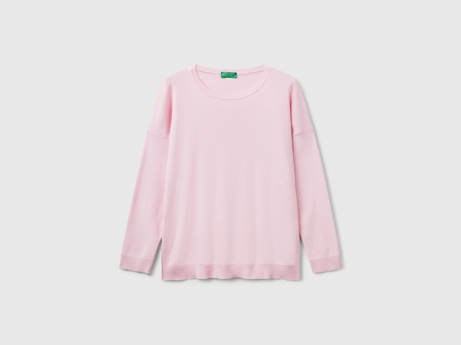 Oversized cotton sweater da donna rosa | Benetton Outlet