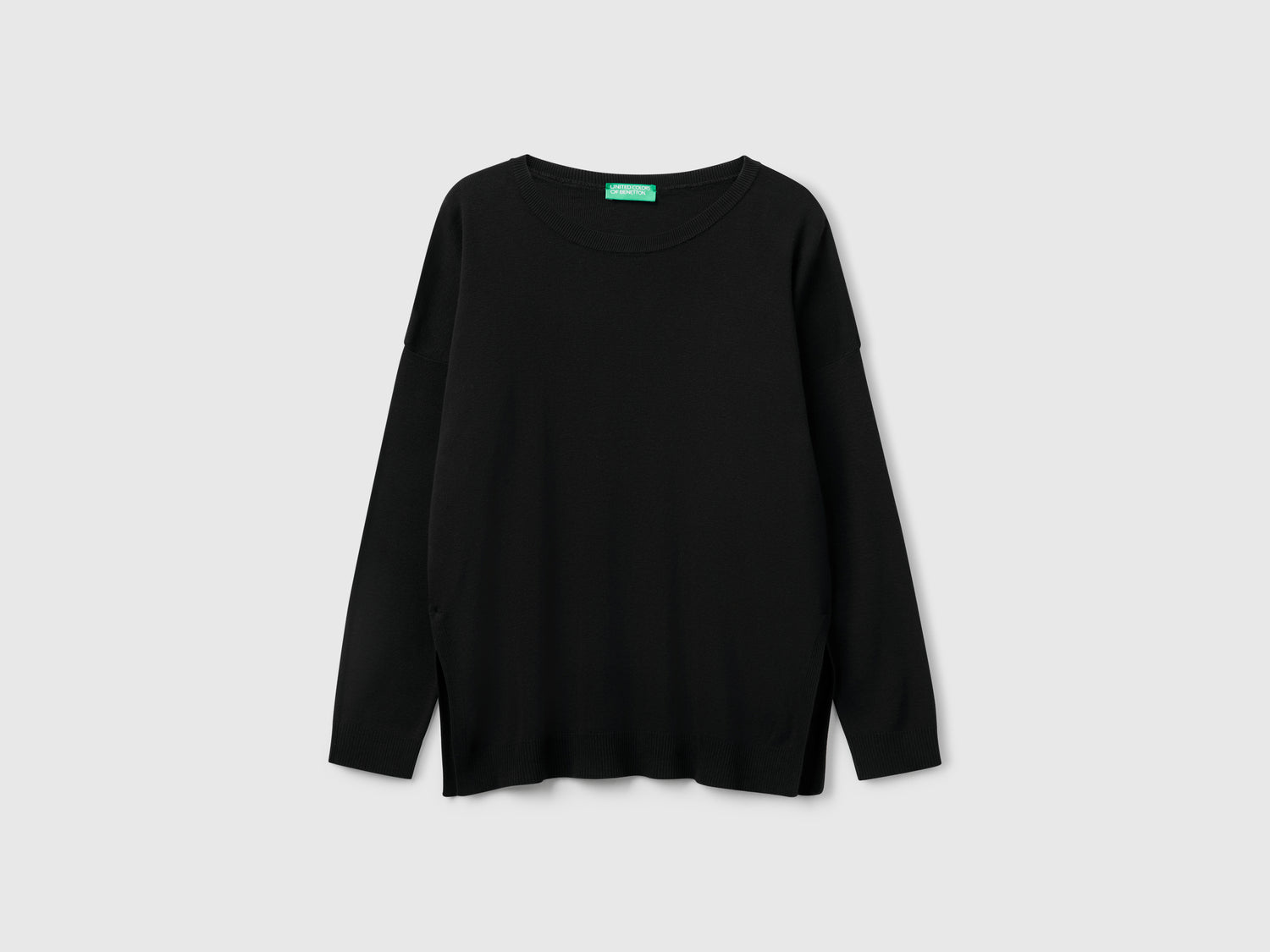 Maglia in cotone over fit da donna nero | Benetton Outlet