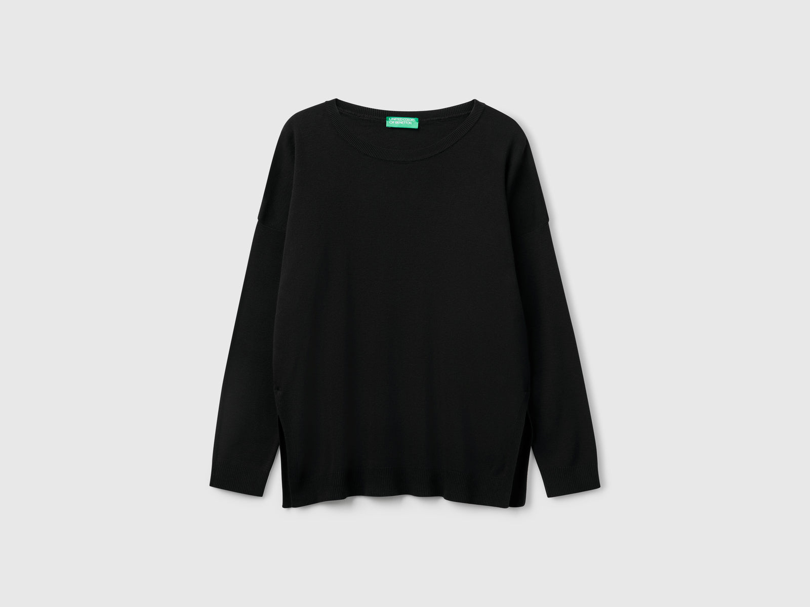 Maglia in cotone over fit da donna nero | Benetton Outlet