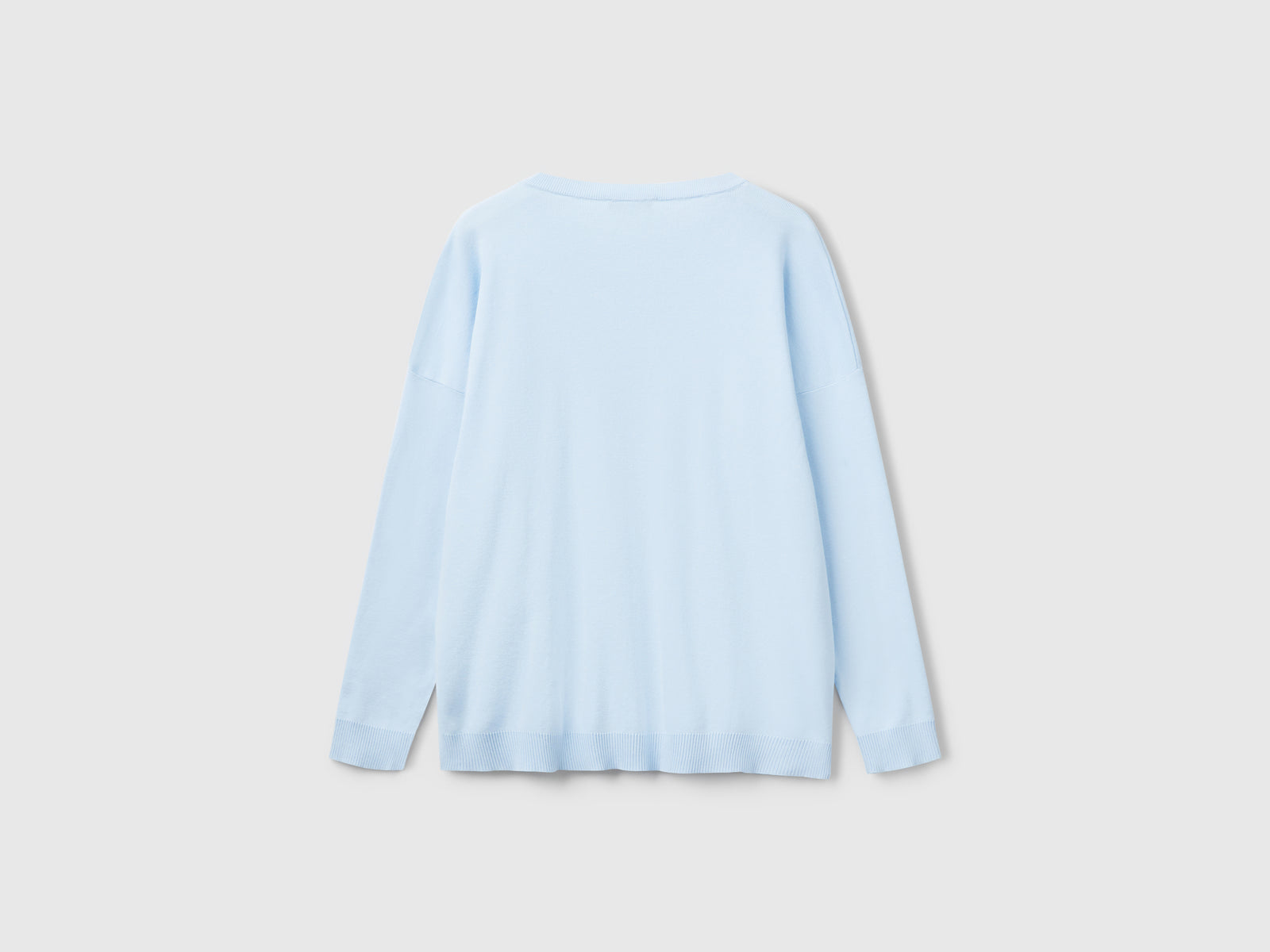 Oversized cotton sweater da donna celeste 2 | Benetton Outlet