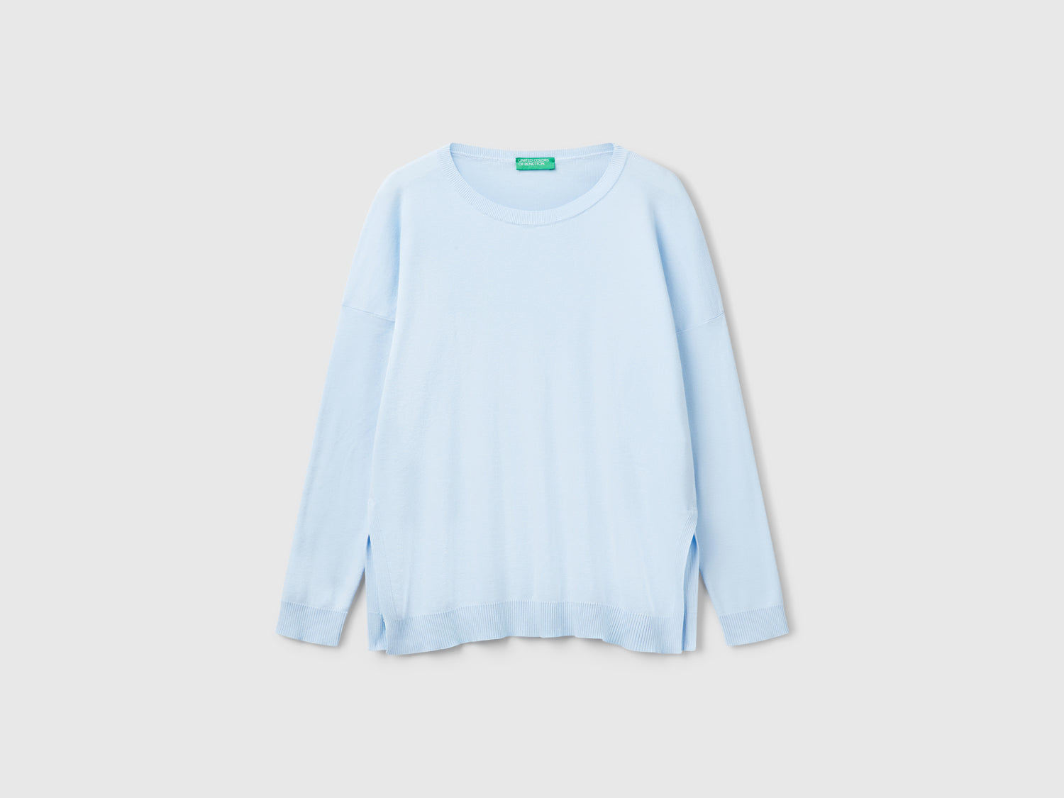 Oversized cotton sweater da donna celeste | Benetton Outlet