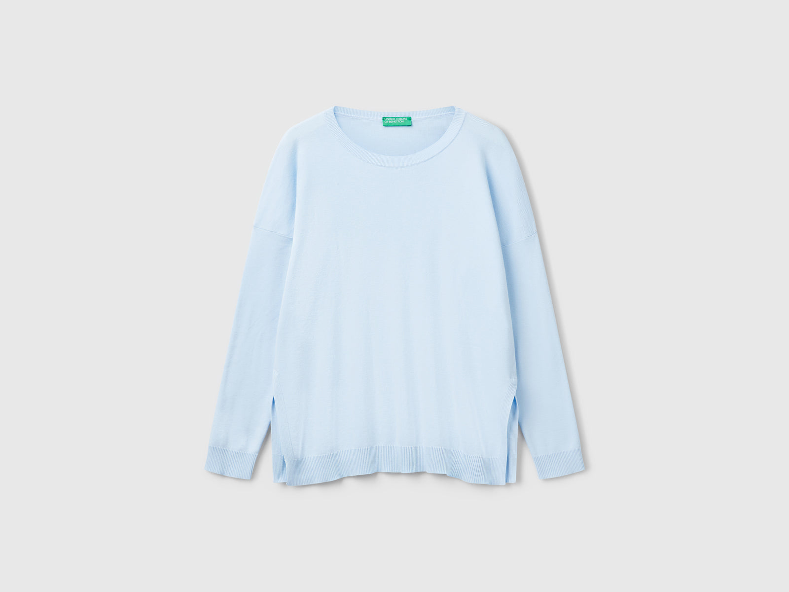 Oversized cotton sweater da donna celeste | Benetton Outlet