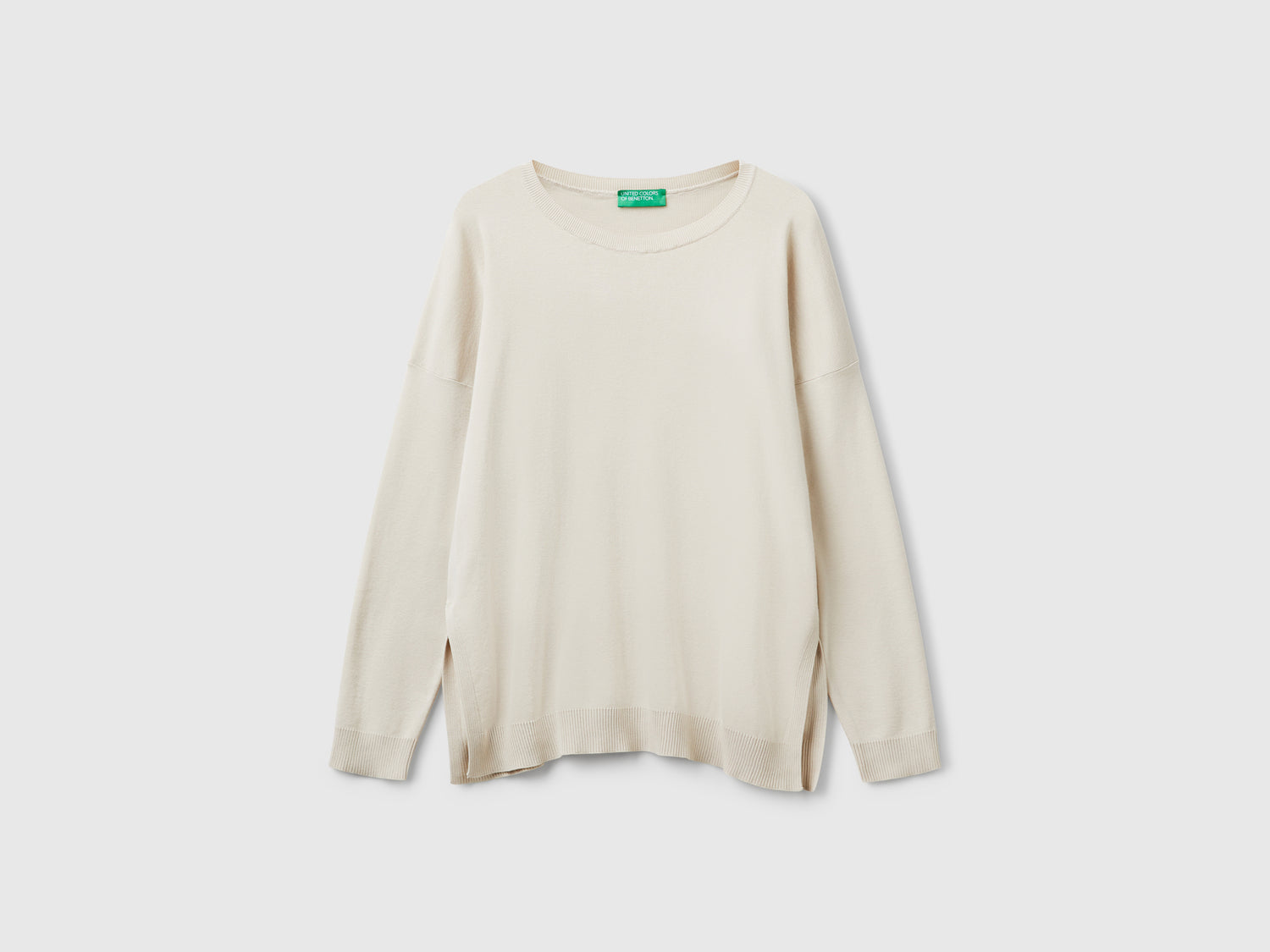 Oversized cotton sweater da donna beige | Benetton Outlet