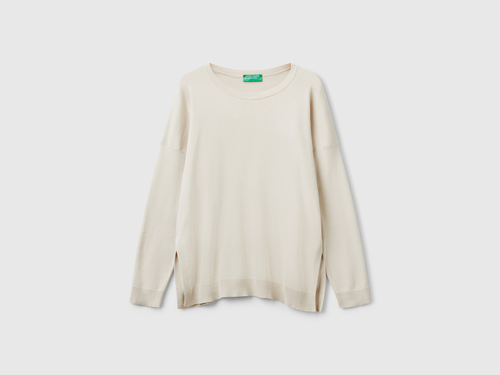 Oversized cotton sweater da donna beige | Benetton Outlet