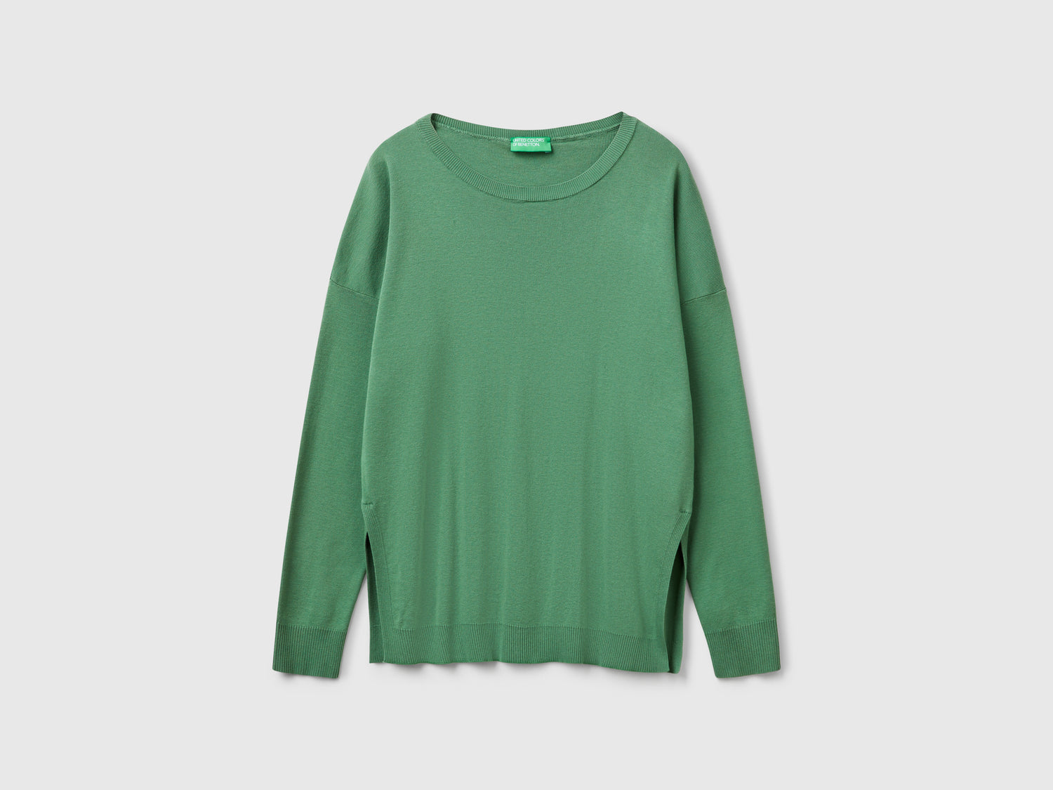 Maglia in cotone over fit da donna verde | Benetton Outlet