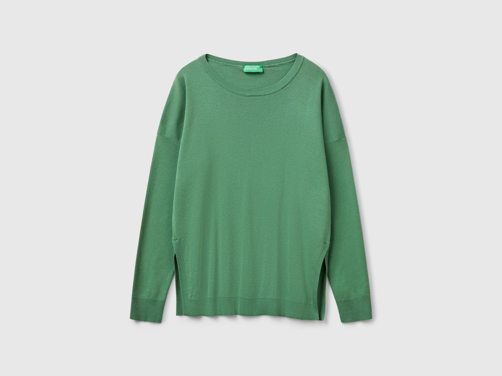 Maglia in cotone over fit da donna verde | Benetton Outlet