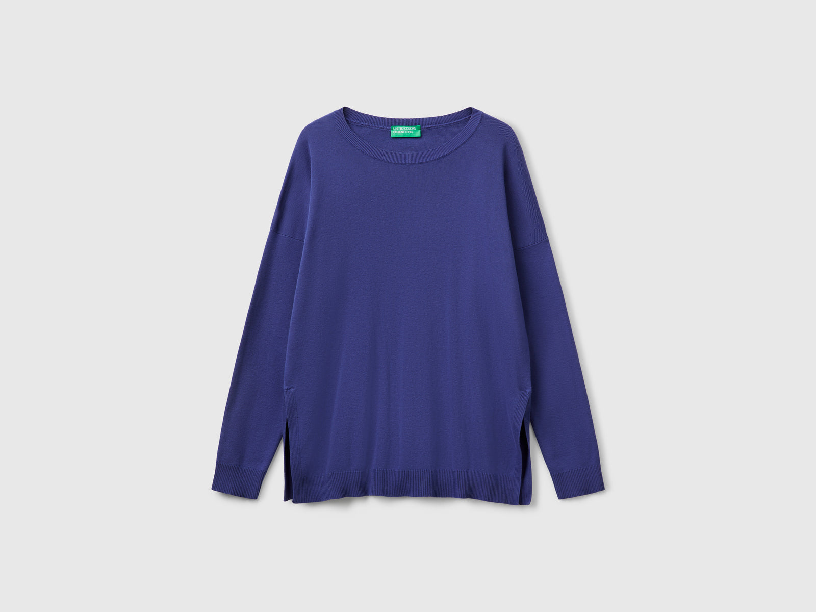 Oversized cotton sweater da donna blu | Benetton Outlet