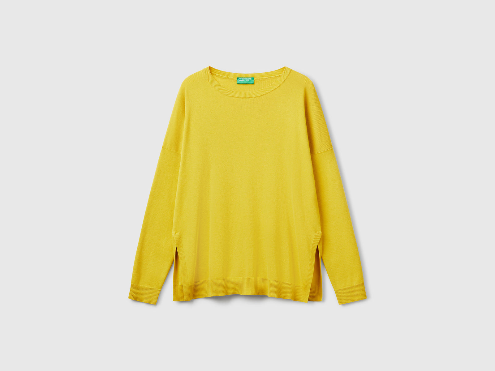 Maglia in cotone over fit da donna senape | Benetton Outlet